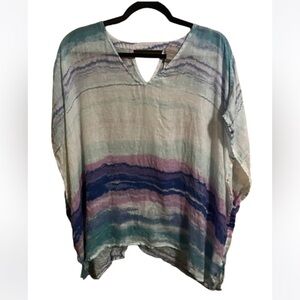 Chico’s Breathable Lightweight Striped Spring Summer Beach Blouse L/XL